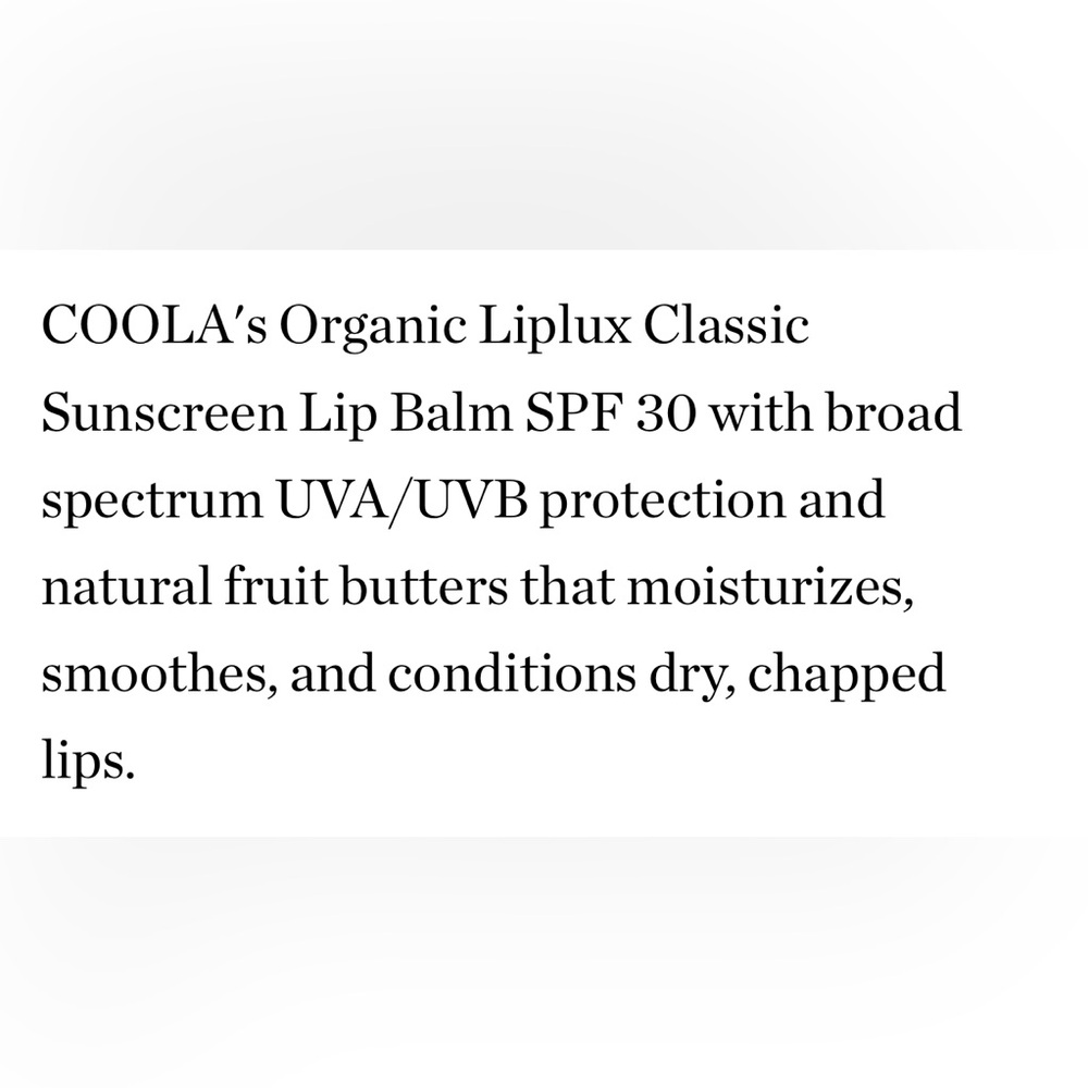 $7❤️‍🔥 LAST 1! COOLA Organic Liplux Classic Sunscreen Balm SPF30 NEW Lip CLEAR - Picture 5 of 7